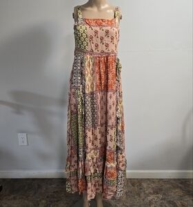Floral Patchwork Flowy Maxi Cotton Gipsy  Dress